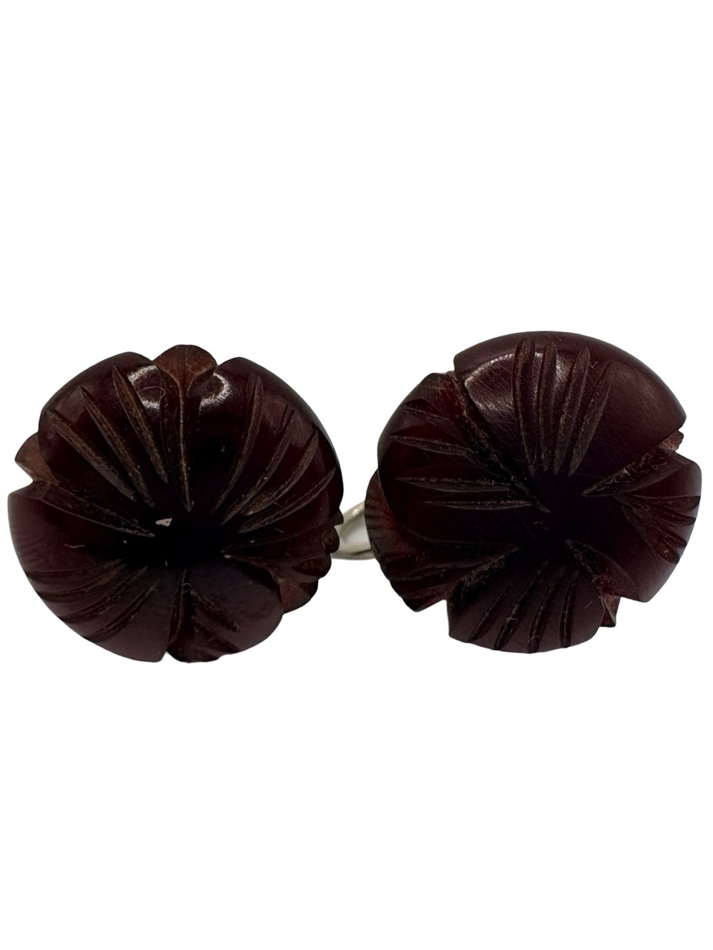 Vintage Deep Cherry Carved Bakelite Screwback Earrings